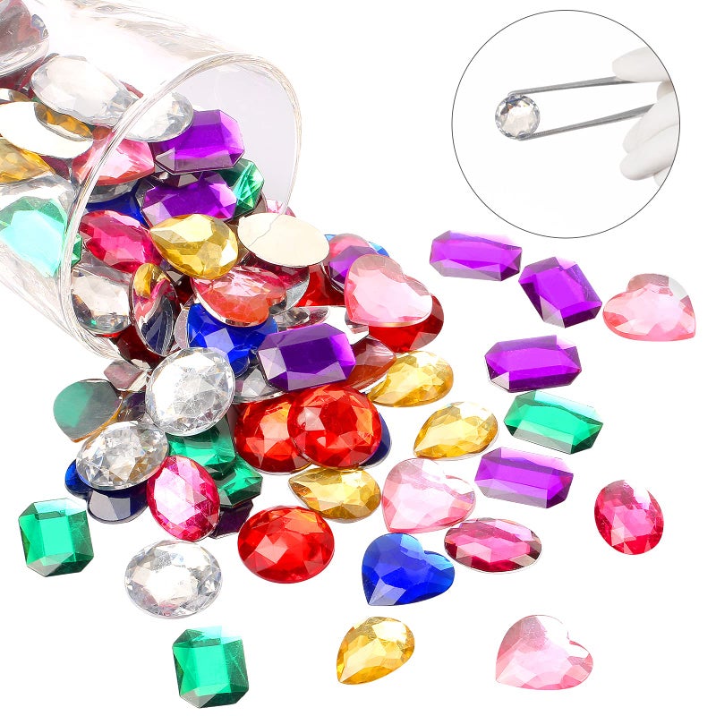 TeeLiy 1"" Jewels for Crafting Assorted Colorful Flat Back Heart Shaped Jewel Gems Acrylic Rhinestones for Crafts  Manualidades Accesorios Decoraciones Costume Making Cosplay Jewels for Embelishments 120 Pack - Image 4